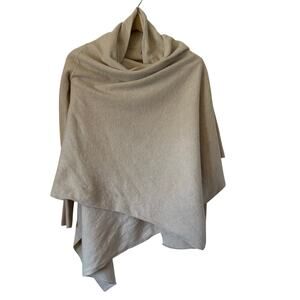 DKNY Taupe Draped Cowl Poncho Cardigan